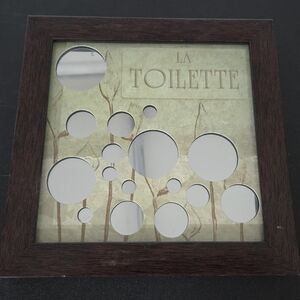 La Toilette Mirrored Bubbles Bathroom Framed Wall Art 7" x 0.75"
